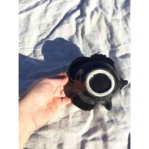 Art pottery ceramic threadfin butterflyfish trinket dish blue yellow signed fish - Picture 6 of 10